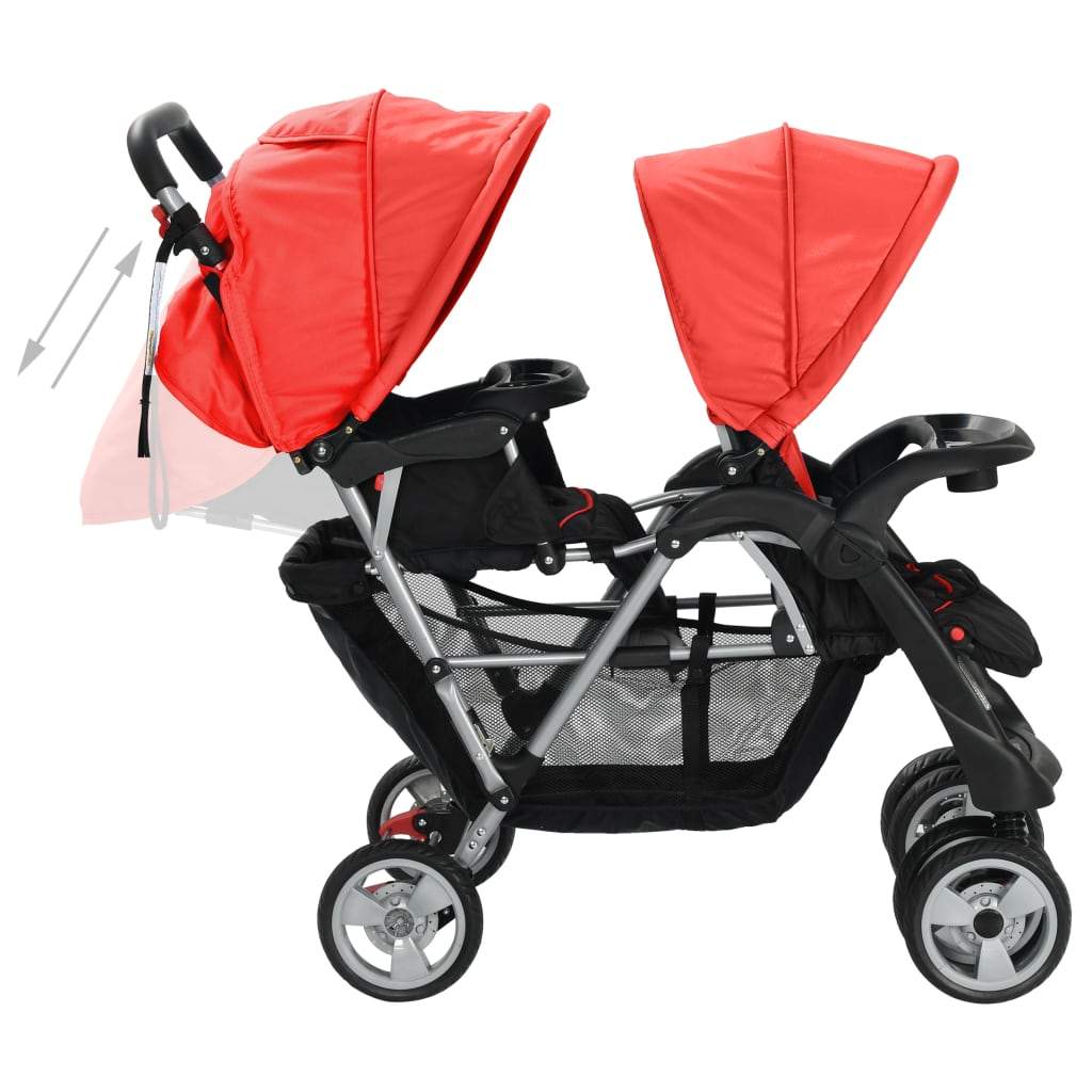 Tandem Stroller Steel Red and Black