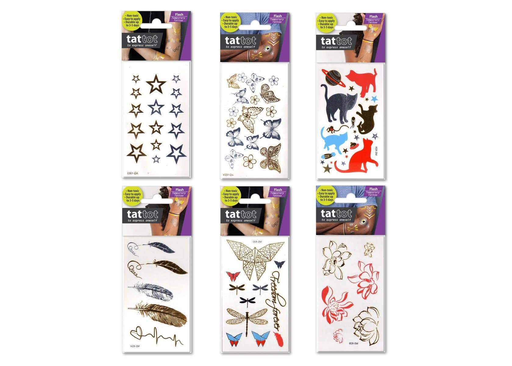 toys for infant Temporary Tattoo Set Of 6 Metallic Freedom Forever