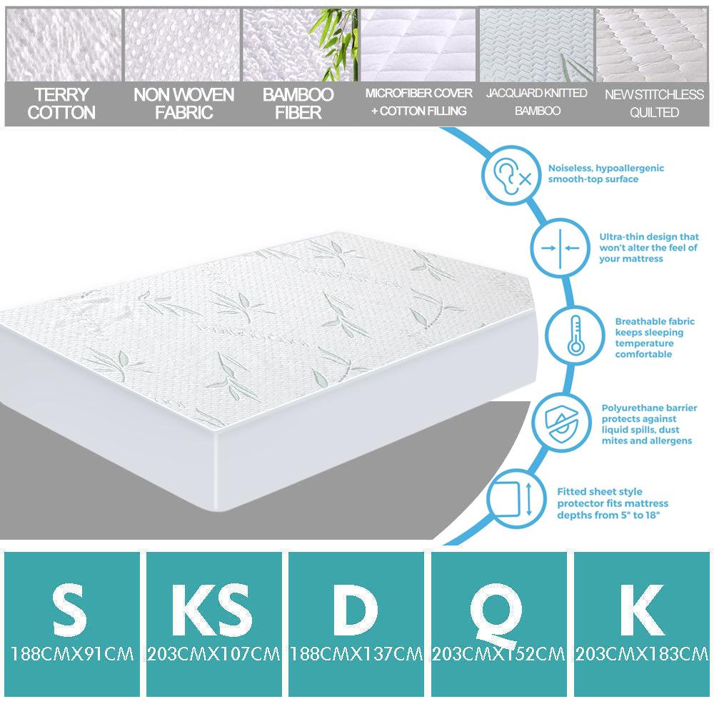 bedding Terry Cotton Fully Fitted Waterproof Mattress Protector King Single Size