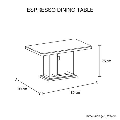 Dining The glossy finish Dining Table Black Glass & White Painting