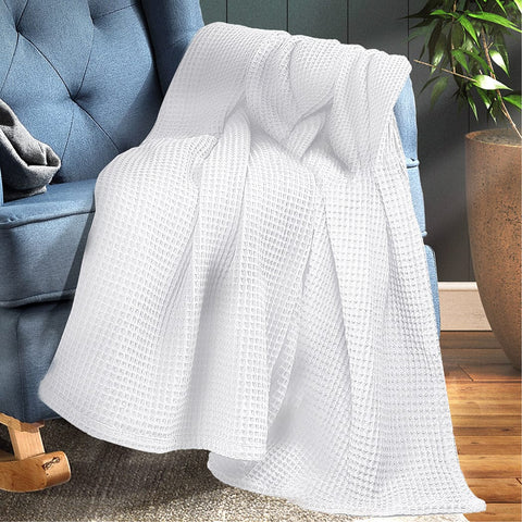 Throw Blanket Cotton Waffle Blankets Soft Warm Large Sofa Bed Rugs Queen