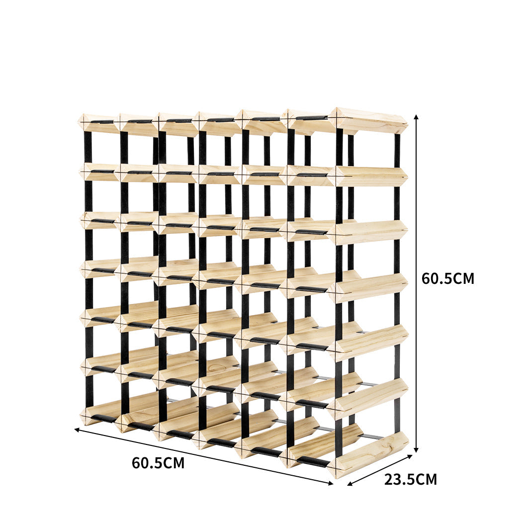 Timber Wine Storage Rack Wooden Cellar Organiser 42 Bottle Display Stand