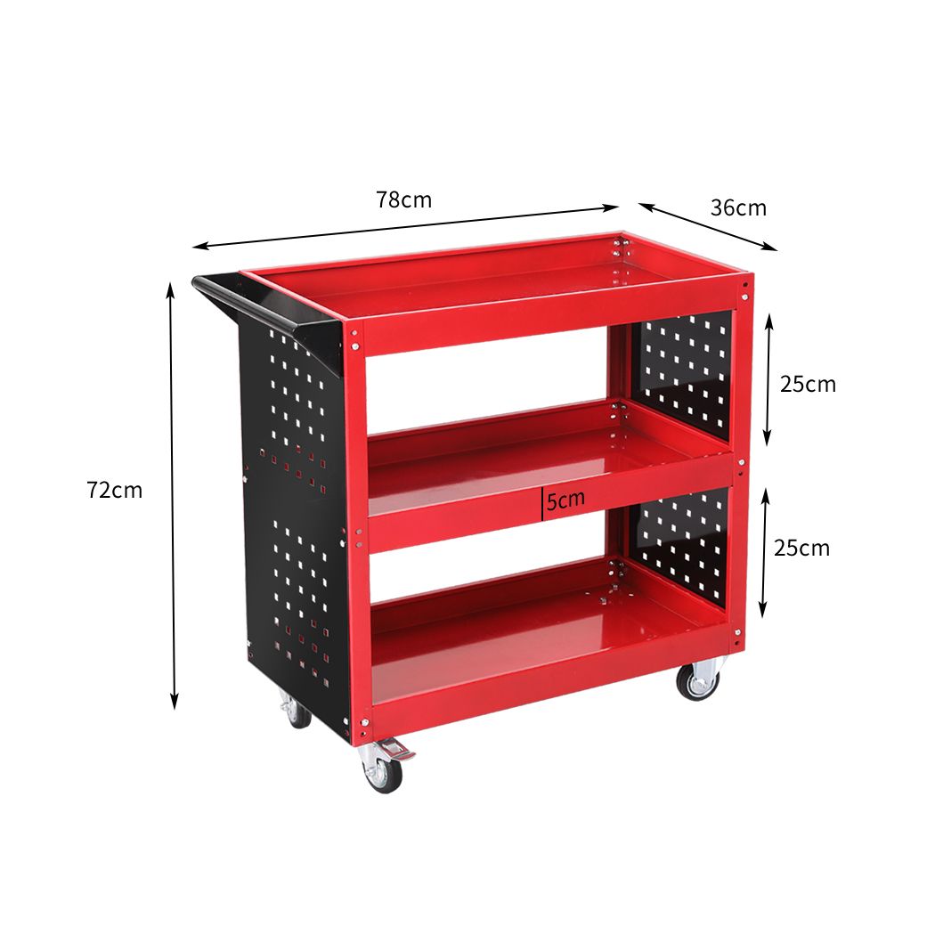Tool Trolley Cart Workshop Storage Portable Steel Trolly Red/BlueBlack