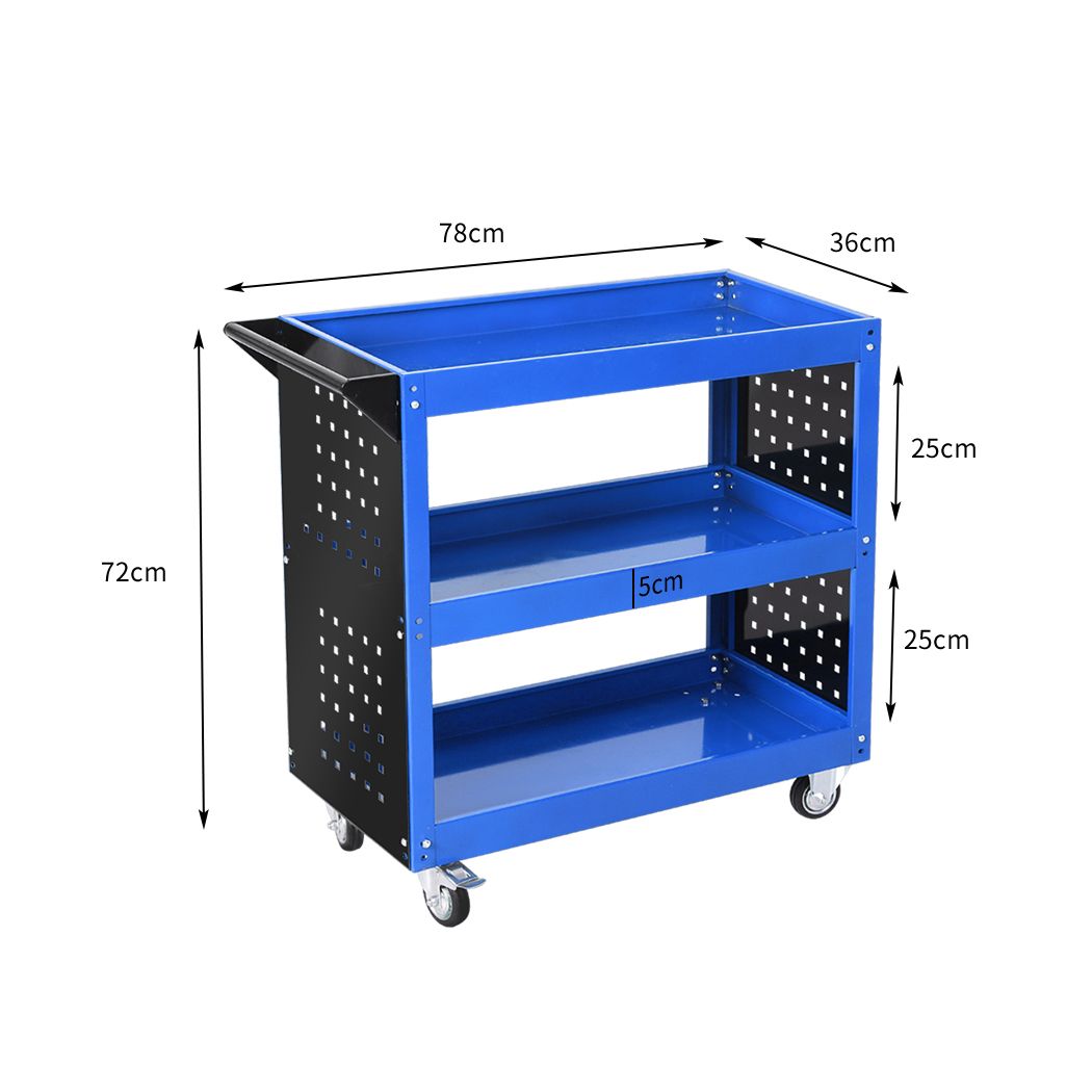 Tool Trolley Cart Workshop Storage Portable Steel Trolly Red/BlueBlack