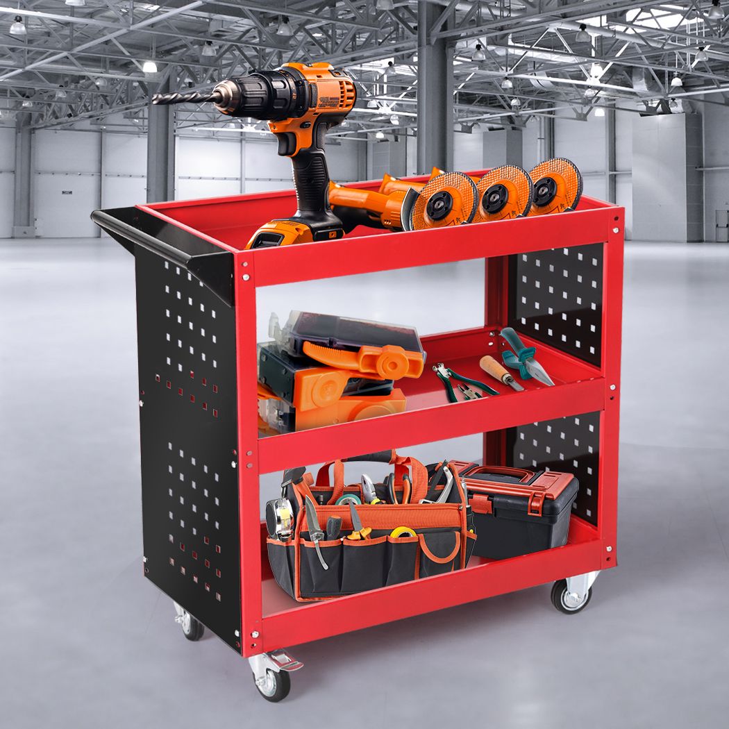 Tool Trolley Cart Workshop Storage Portable Steel Trolly Red/BlueBlack