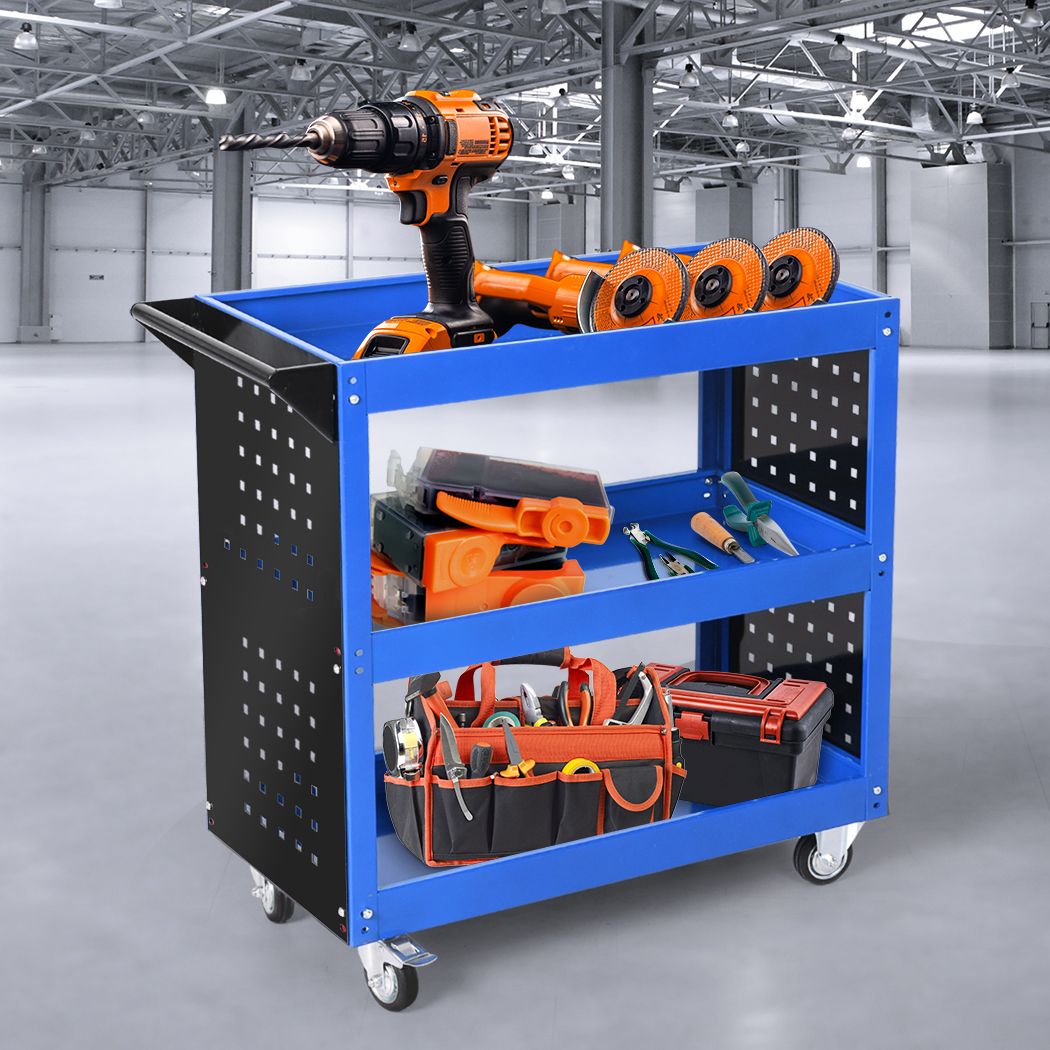 Tool Trolley Cart Workshop Storage Portable Steel Trolly Red/BlueBlack