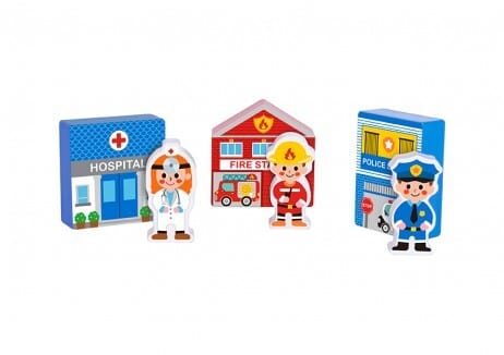 Town Play Set In Wooden Case