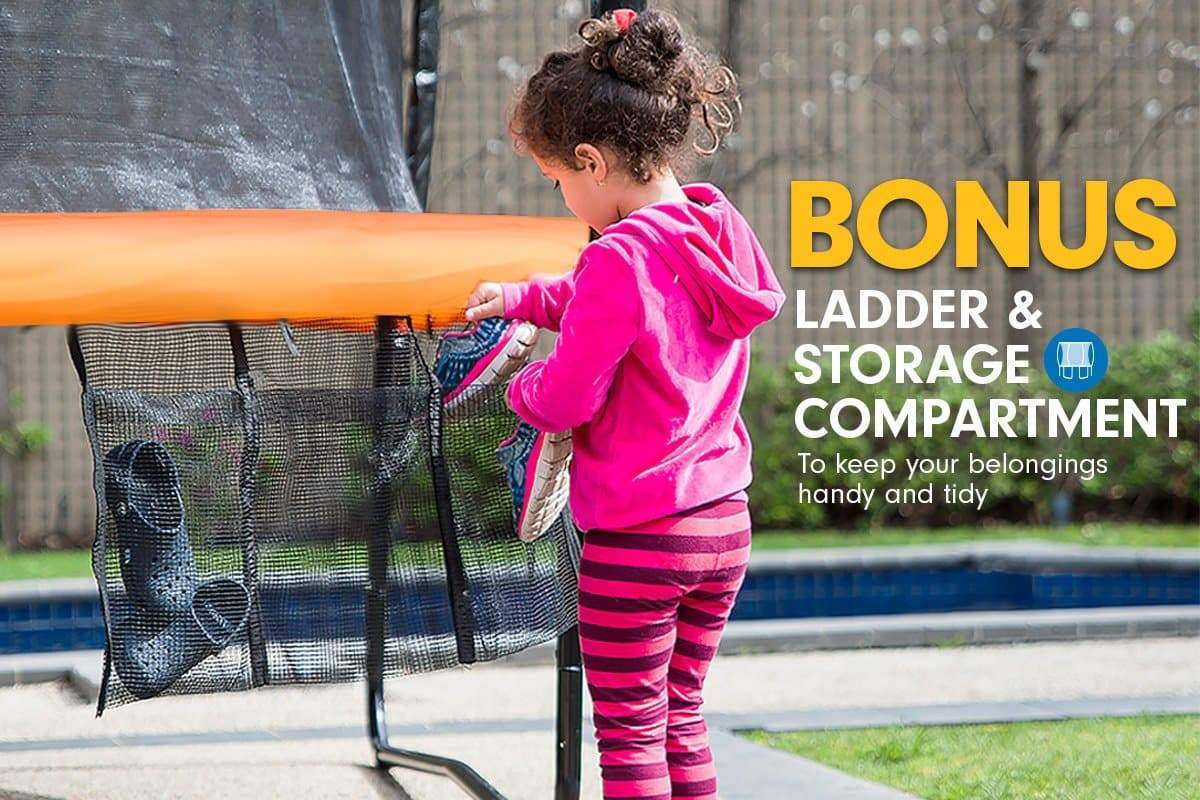 Kahuna Trampoline 12 ft with Basketball set - Orange