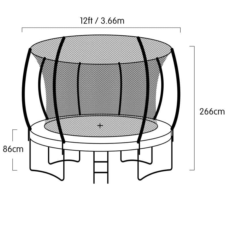 Trampoline 12 ft with Basketball set - Rainbow