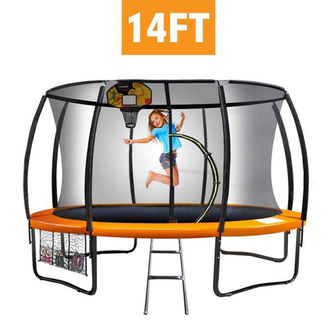 Kahuna Trampoline 14 ft with Basketball set - Orange