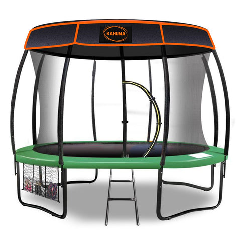 Trampoline 14 ft with Basketball set Roof - Green