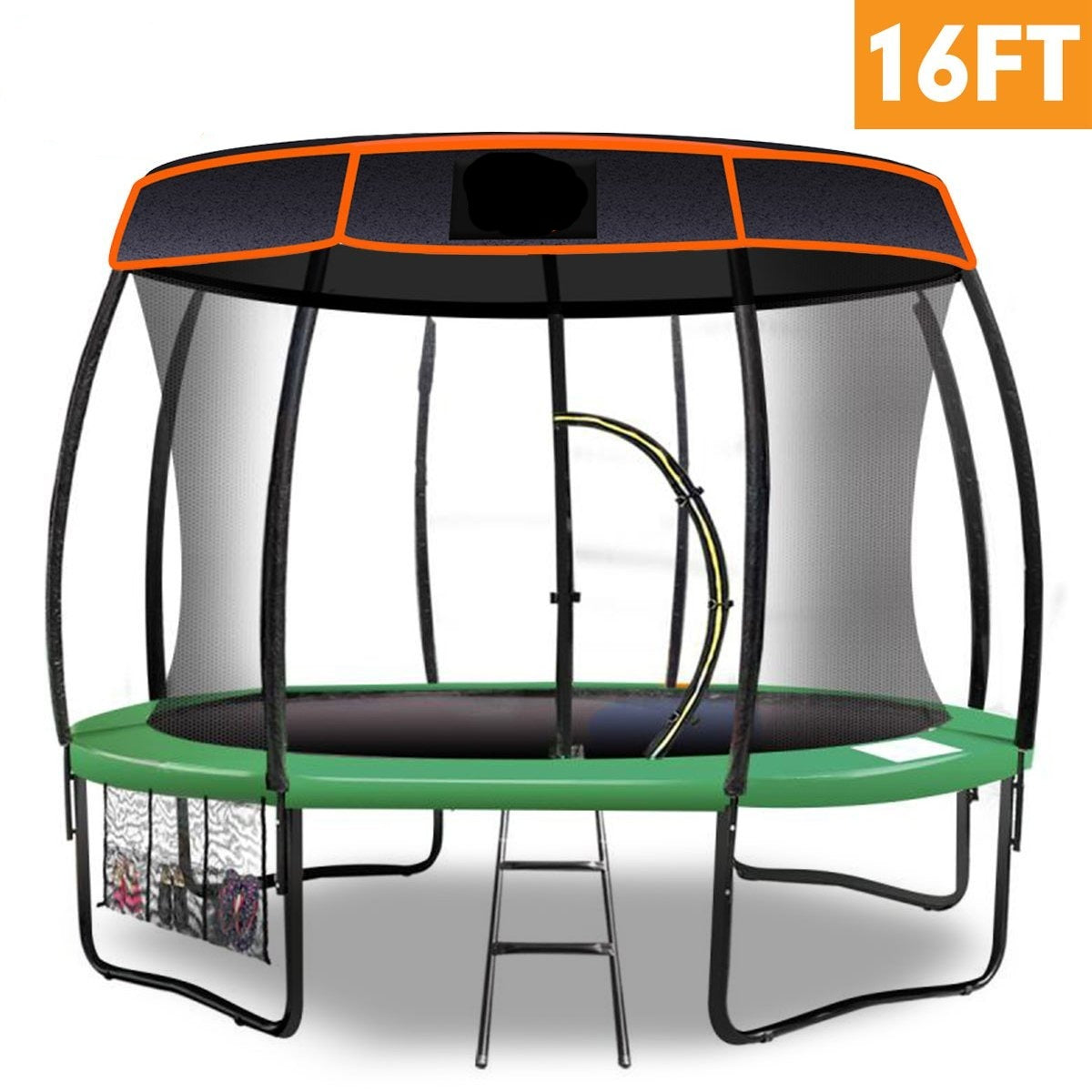 trampolines Trampoline 16 ft with Basketball set and roof - Green