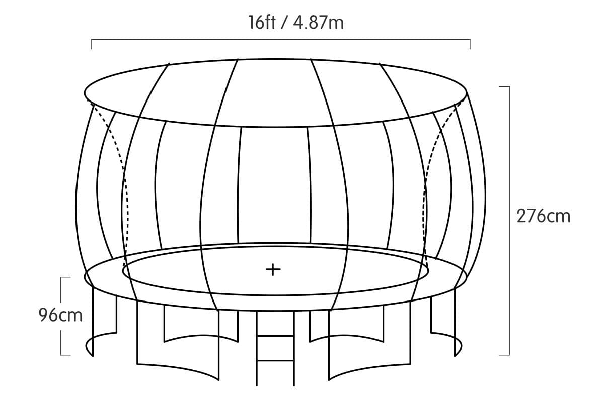 Trampoline 16 ft with Basketball set - Orange