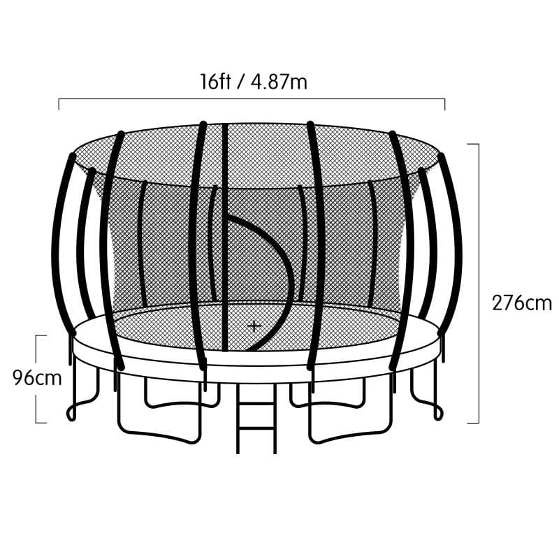 Trampoline 16ft with Basketball Set - Rainbow