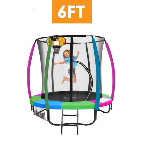 Kahuna Trampoline 6ft with Basketball Set - Rainbow