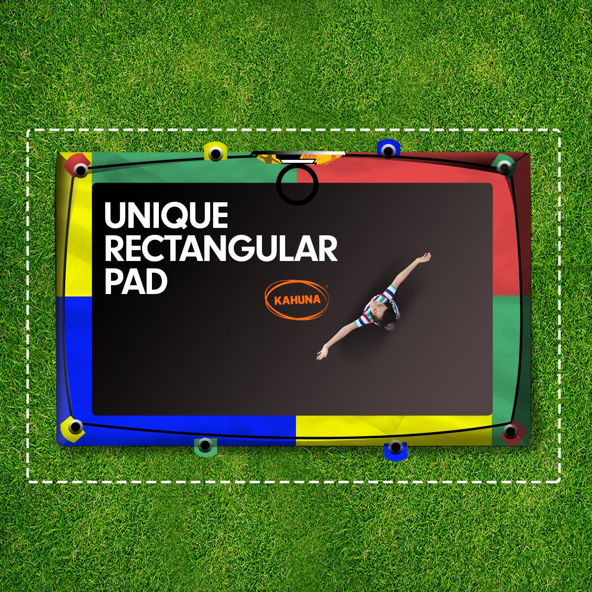 trampolines Trampoline 6ft x 9ft Rectangular Outdoor Rainbow Basketball Set