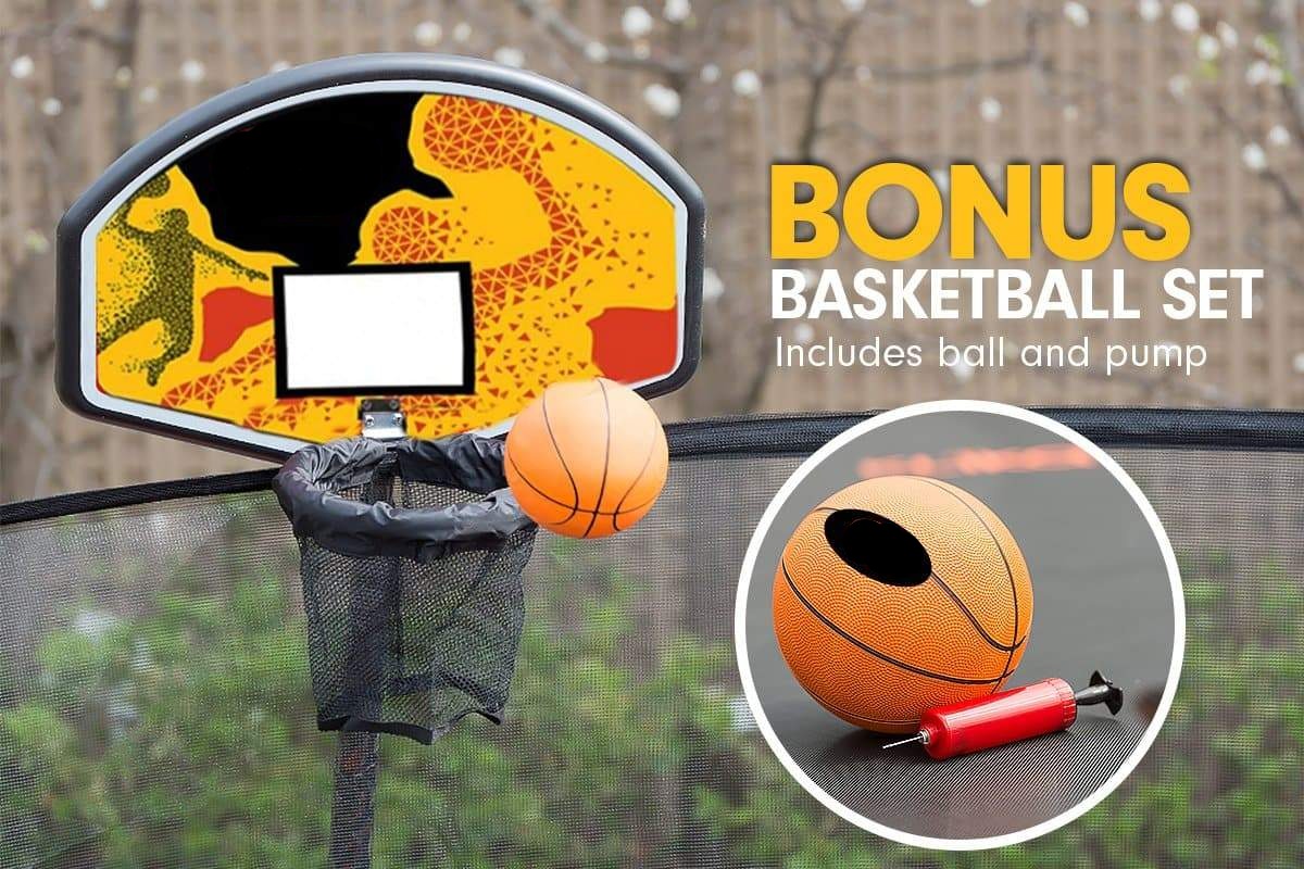 Kahuna Trampoline 8 ft with Basketball set - Rainbow