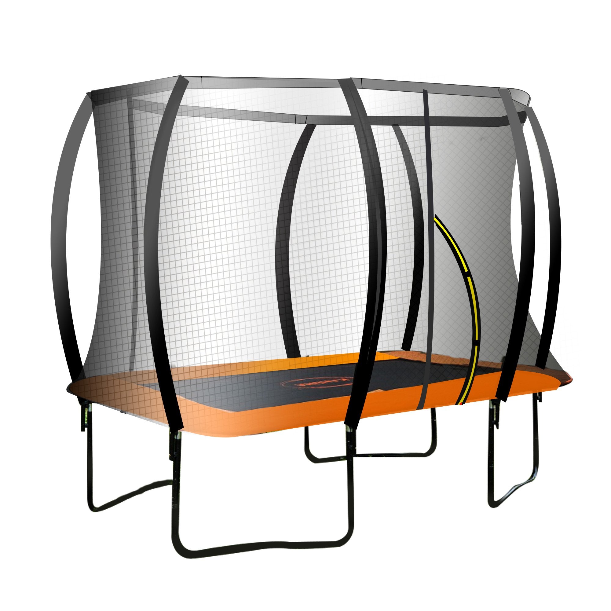 trampolines Trampoline 8 ft x 11 ft Rectangular Outdoor - Orange