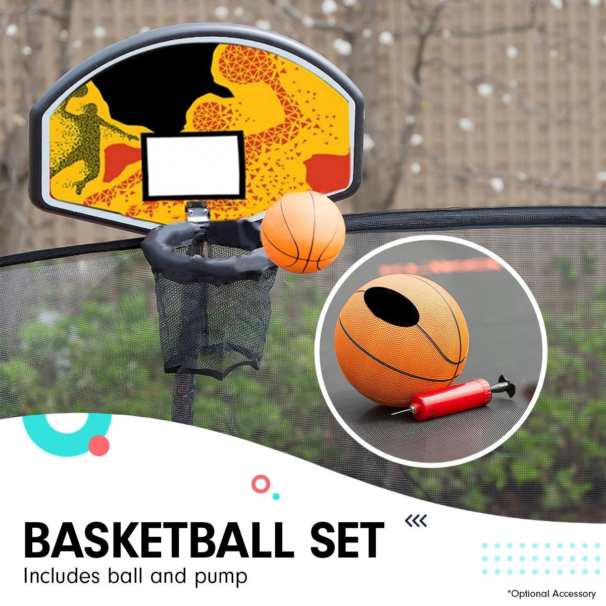trampolines Trampoline 8 ft x 11 ft Rectangular with Basketball Set