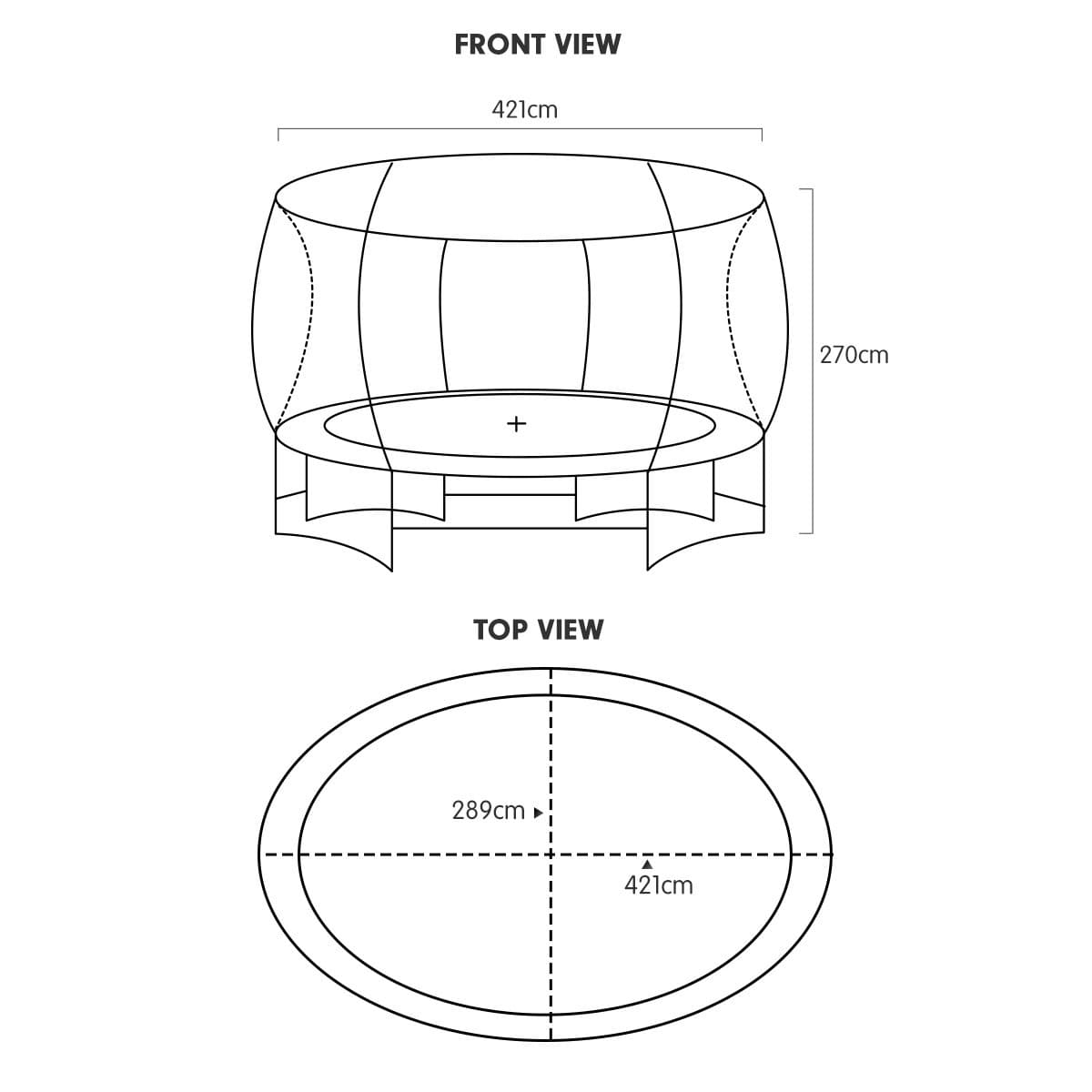 Kahuna Trampoline 8 ft x 14ft Oval Outdoor - Orange