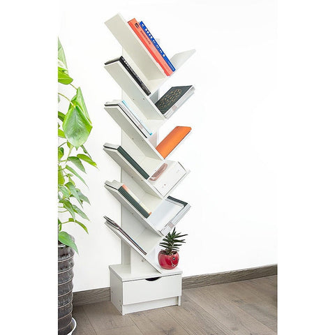 Tree Bookshelf Bookcase Book Organizer 12-Tier Multipurpose Shelf Display Racks