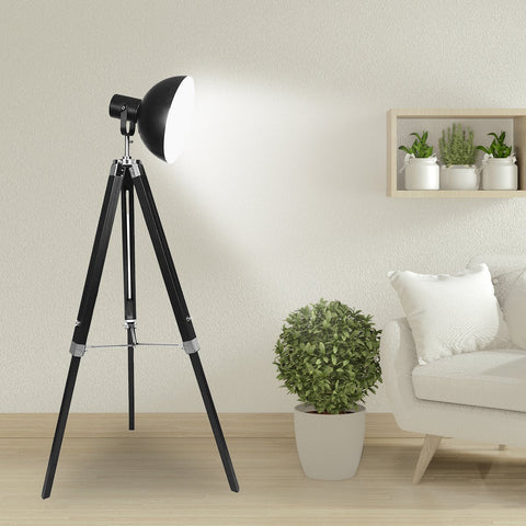 Tripod Adjustable Metal Floor Spot Lamp  Black