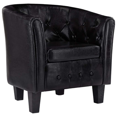 Tub Chair Black faux Leather