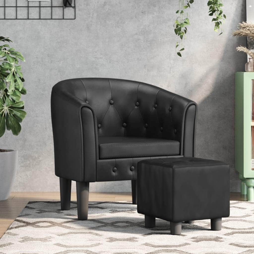 Tub Chair Brown/Black/White/Red Colour Faux Leather