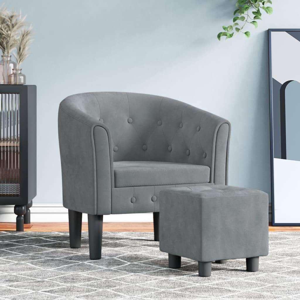Tub Chair Dark Grey/Black Velvet