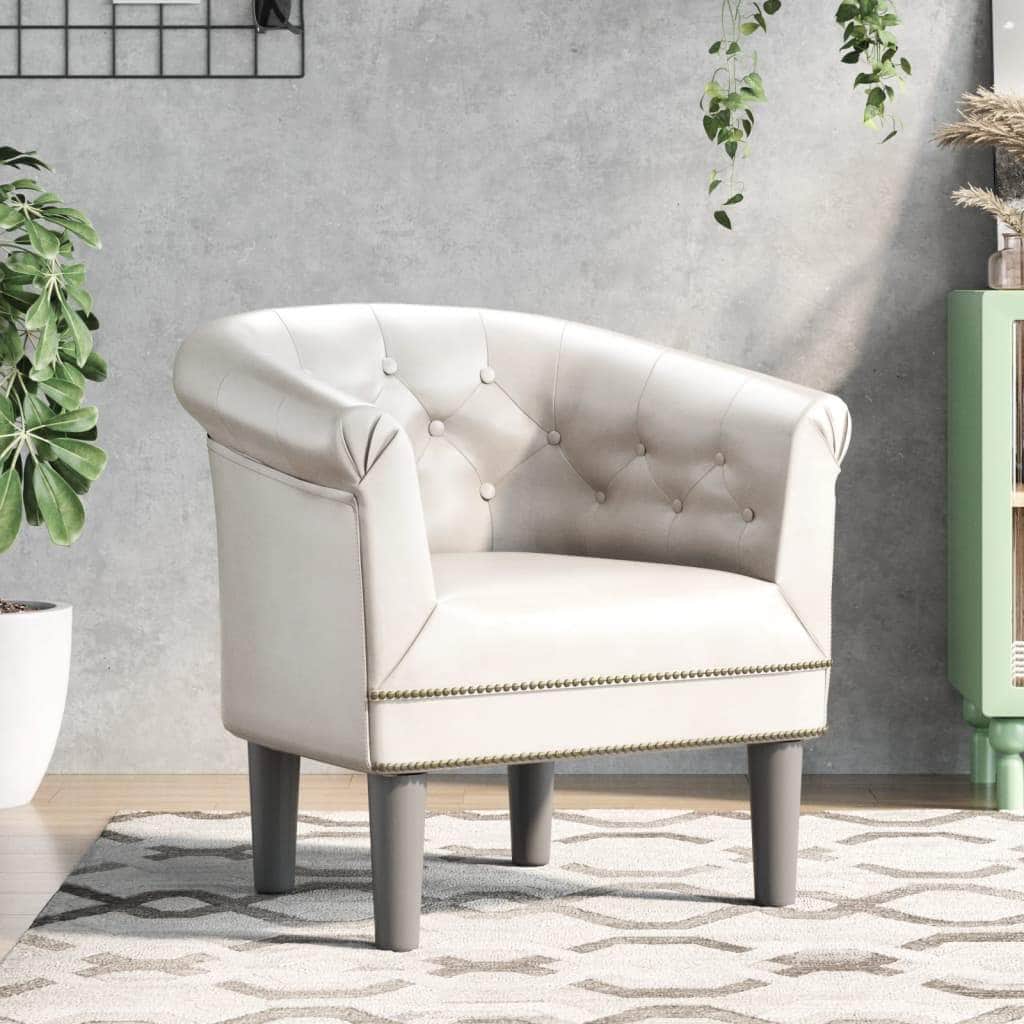 Tub Chair Silver/Brown/White Faux Leather