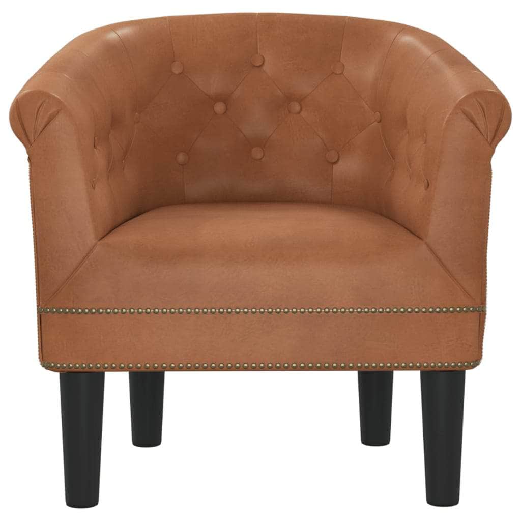 Tub Chair Silver/Brown/White Faux Leather