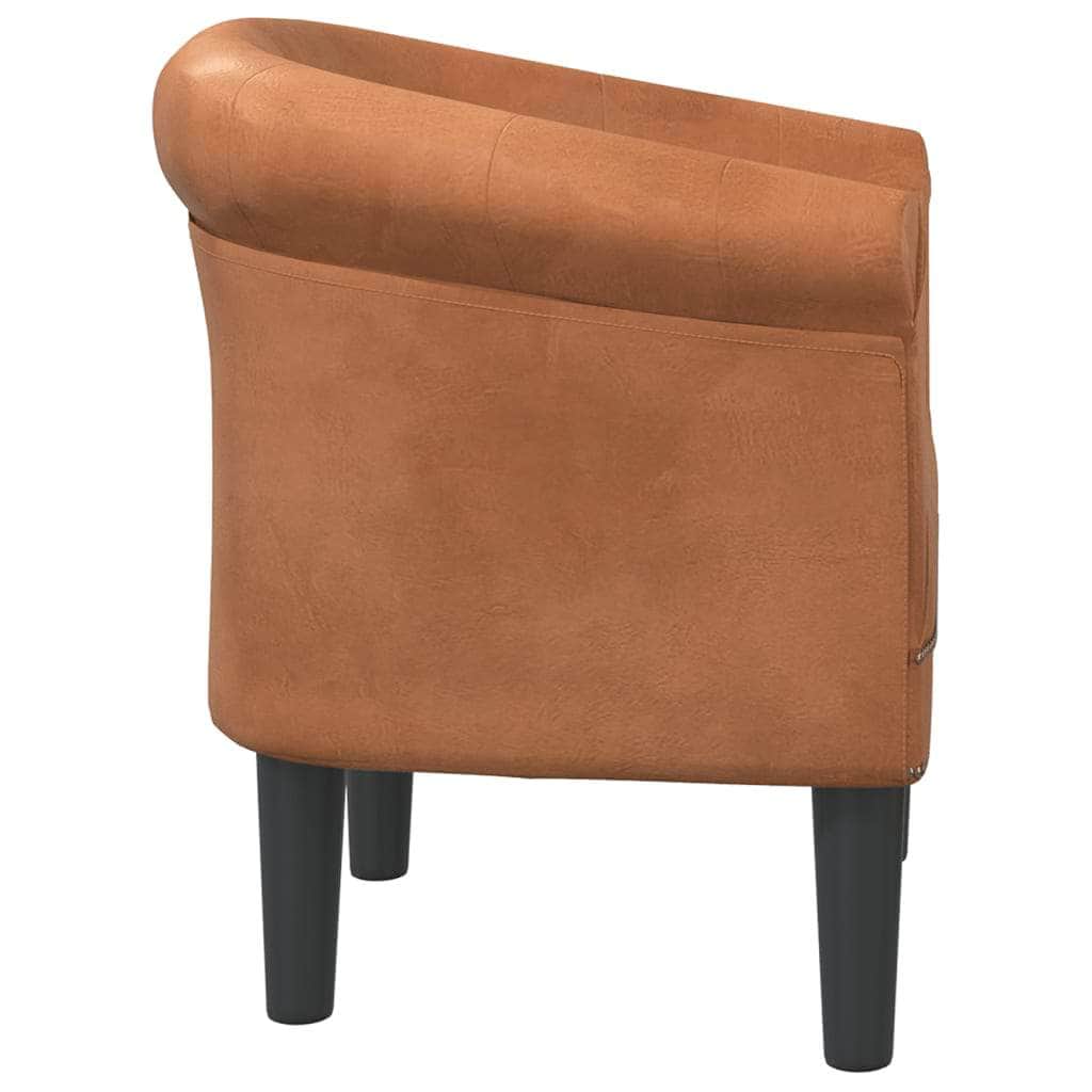 Tub Chair Silver/Brown/White Faux Leather