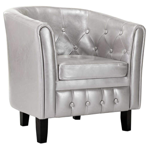 Tub Chair Silver faux Leather