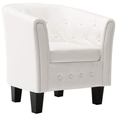 Tub Chair White faux Leather
