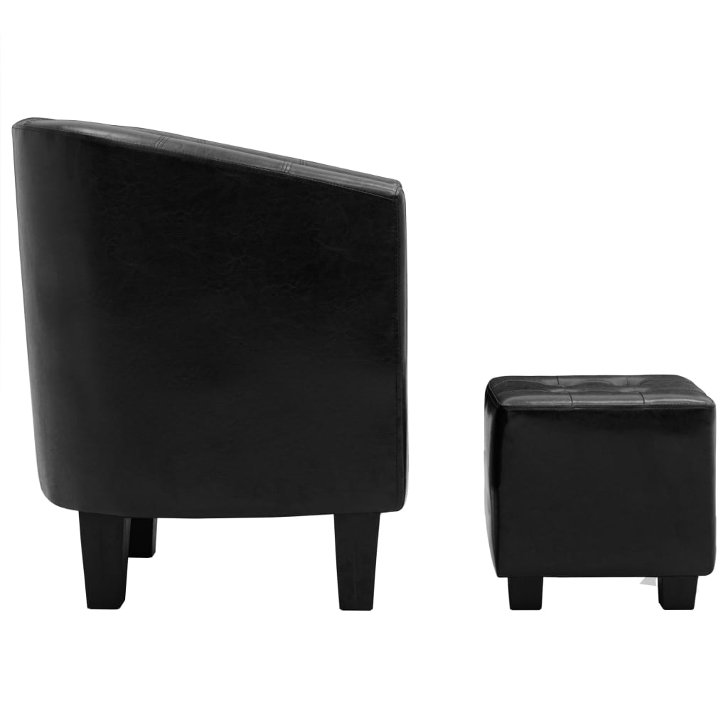Tub Chair with Footstool Black