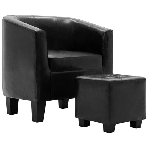 Tub Chair with Footstool Black