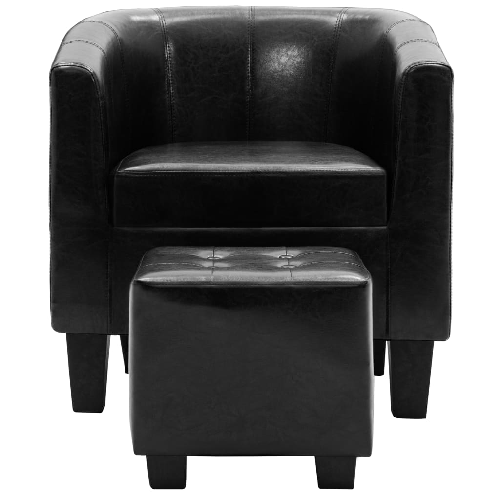 Tub Chair with Footstool Black