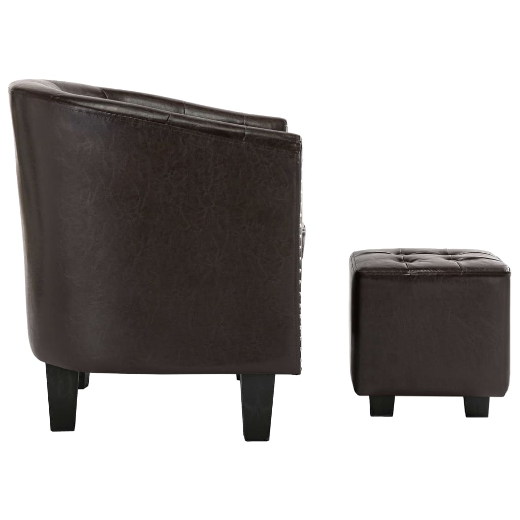 Tub Chair with Footstool Brown