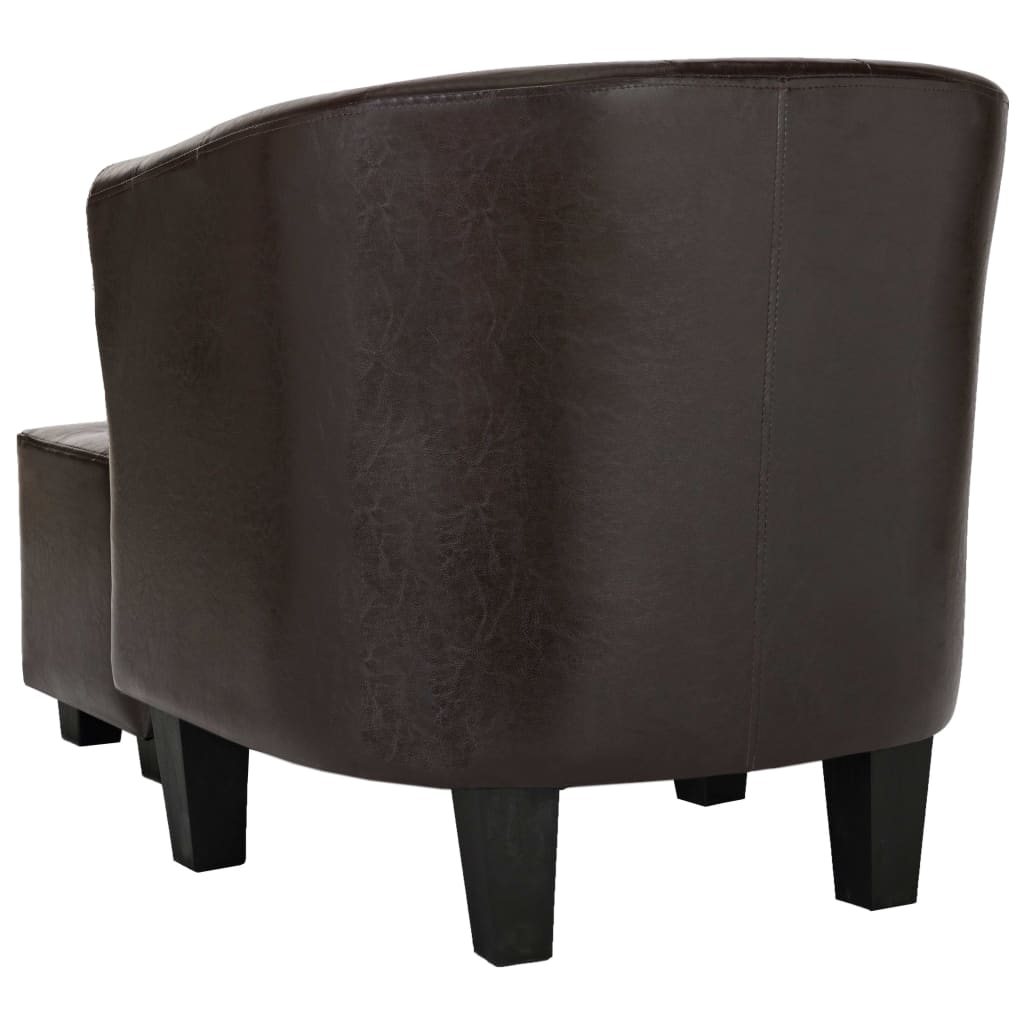 Tub Chair with Footstool Brown