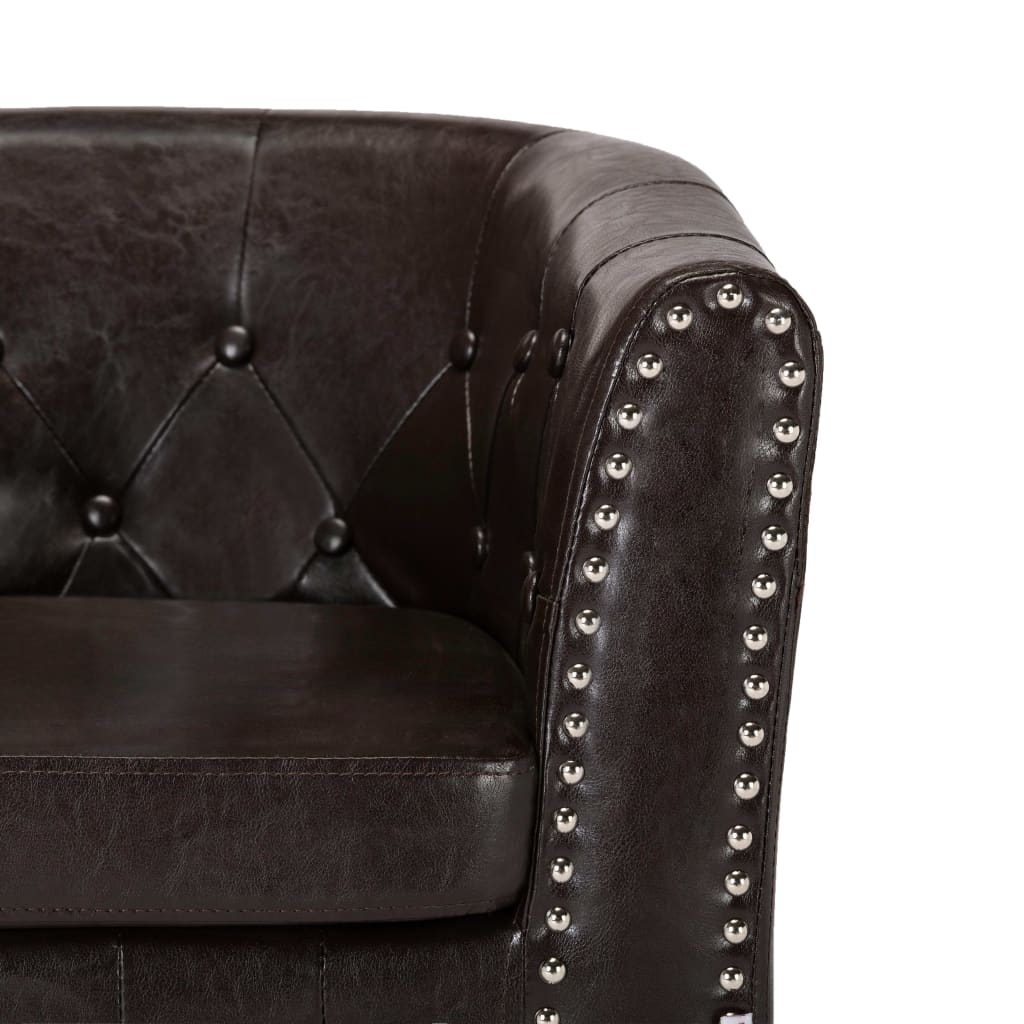 Tub Chair with Footstool Brown