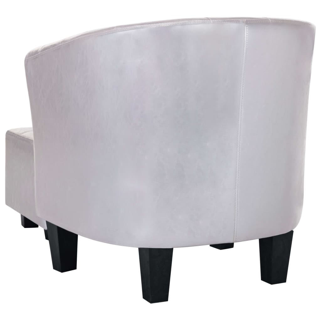 Tub Chair with Footstool Shiny Sliver