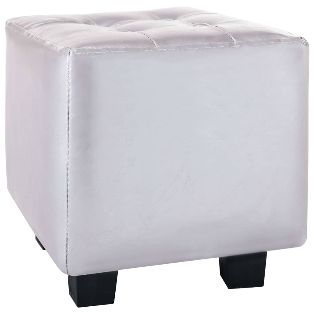 Tub Chair with Footstool Shiny Sliver