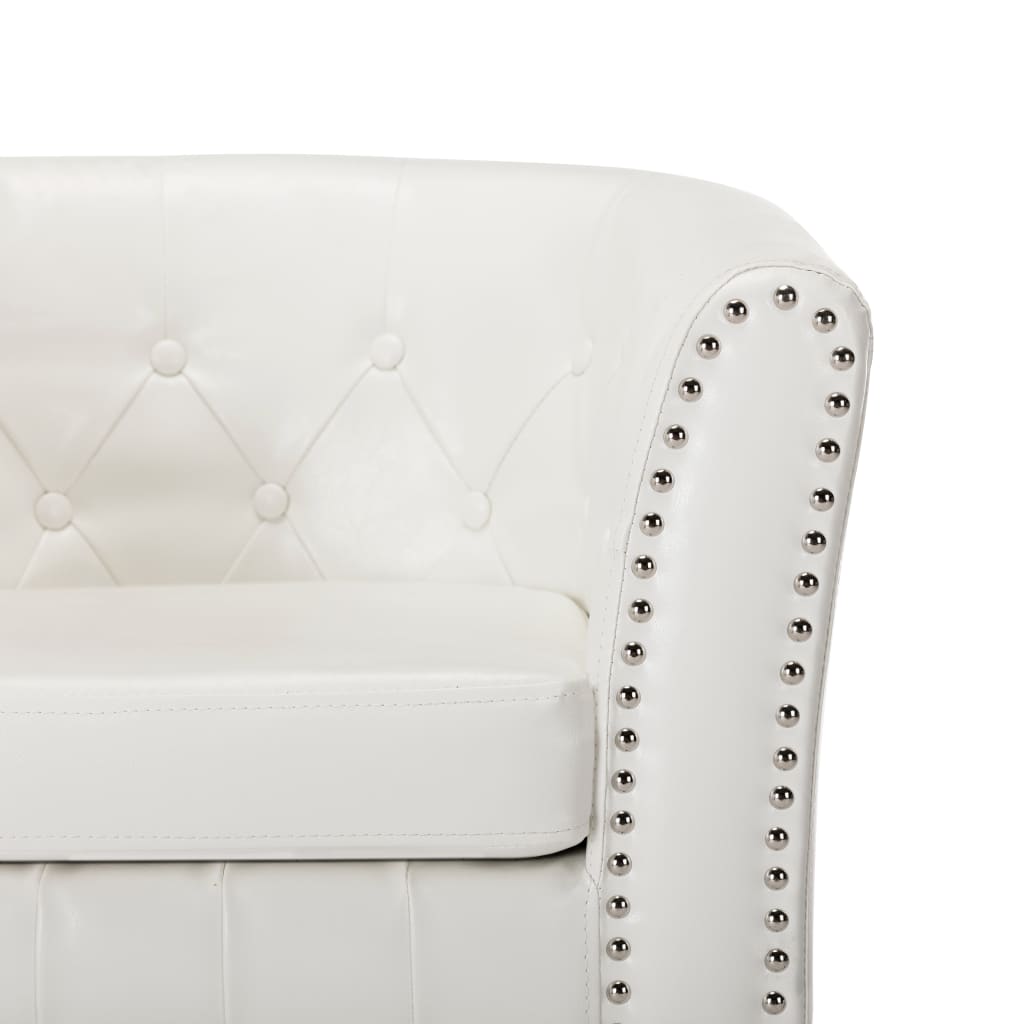 Tub Chair with Footstool White