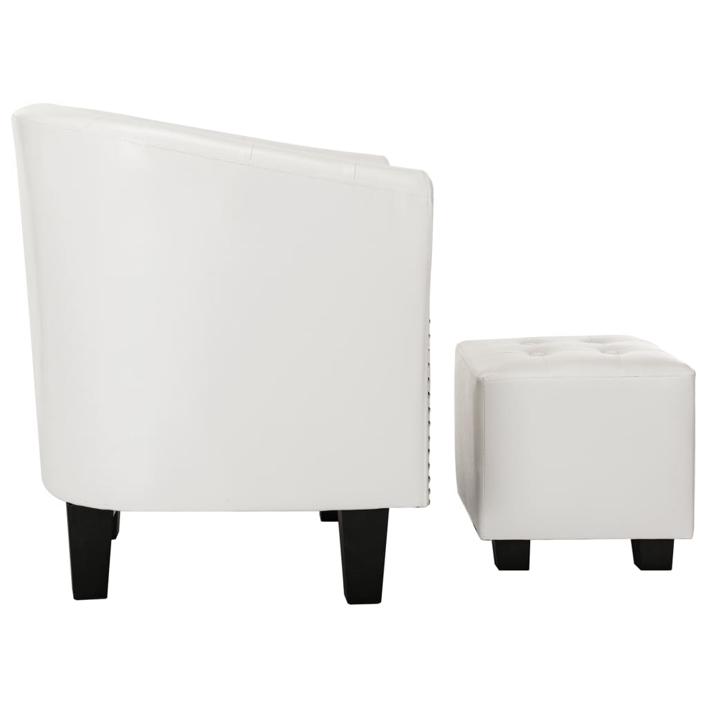 Tub Chair with Footstool White