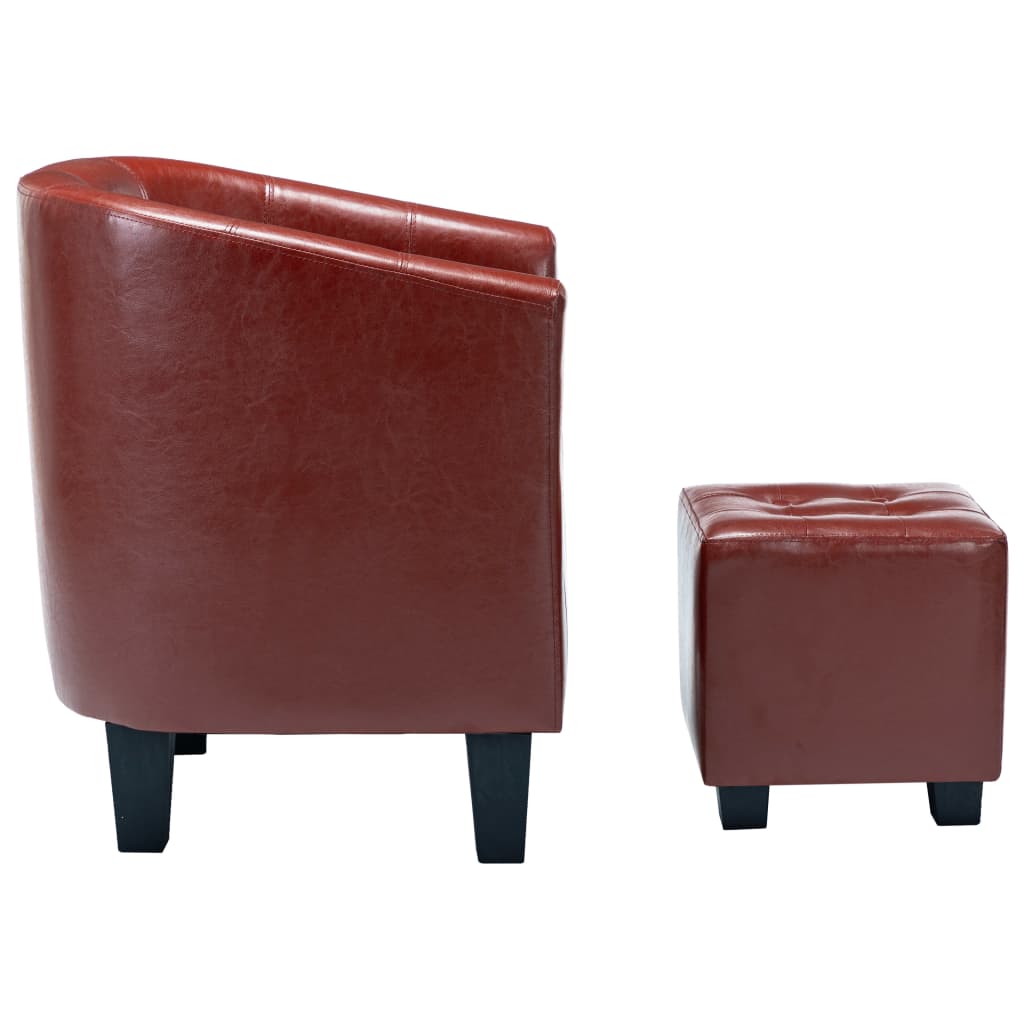 Tub Chair with Footstool Wine Red