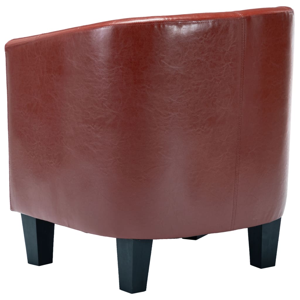 Tub Chair with Footstool Wine Red