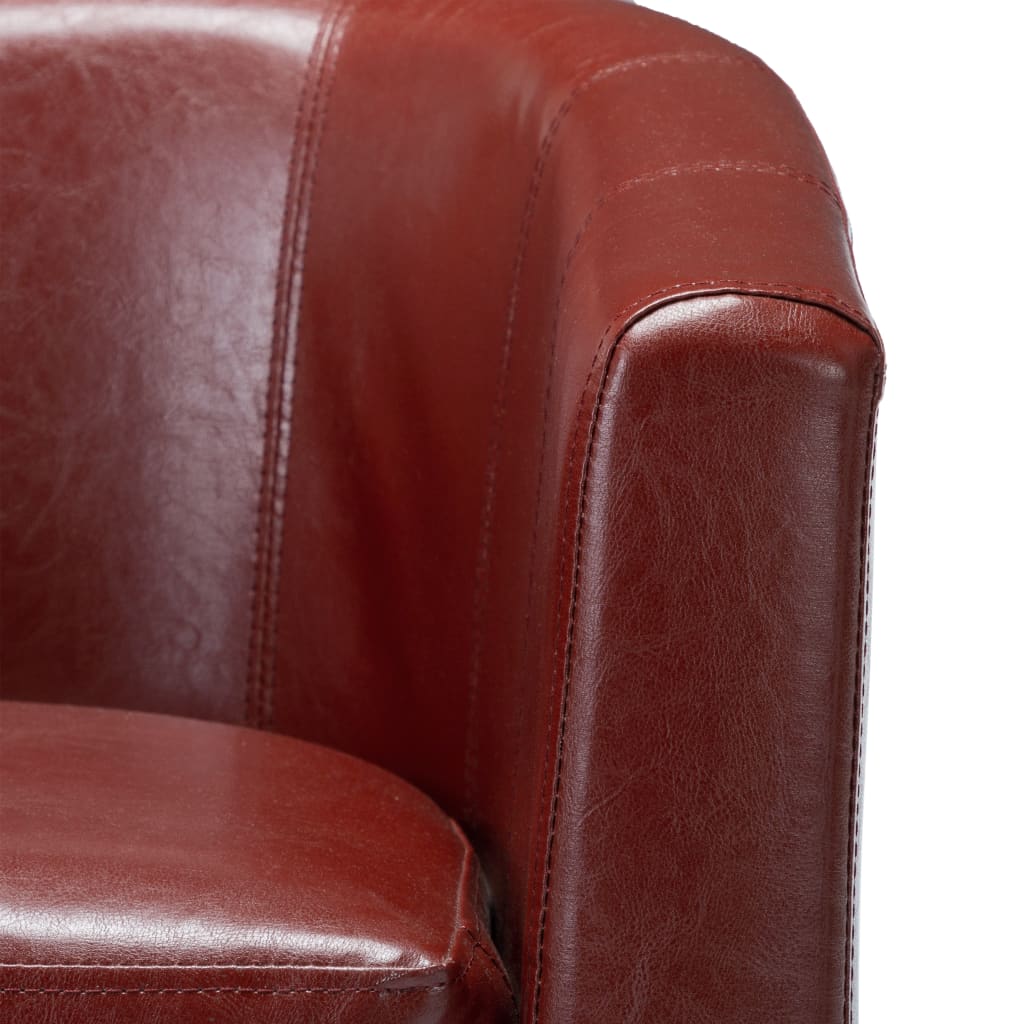 Tub Chair with Footstool Wine Red