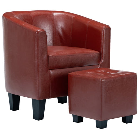 Tub Chair with Footstool Wine Red