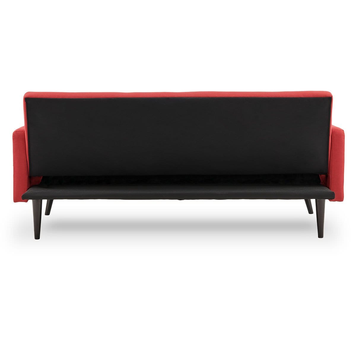 Tufted Faux Linen 3-Seater Sofa Bed With Armrests - Red