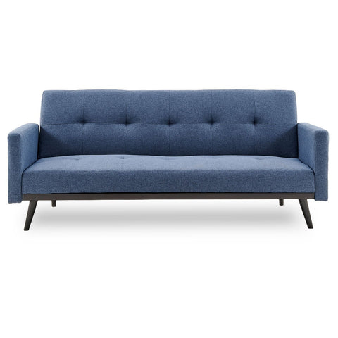 indoor furniture Tufted Linen 3-Seater Sofa Bed with Armrests - Blue